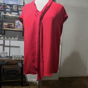 7th Avenue New York & Company Red Tie-Neck Blouse XXL